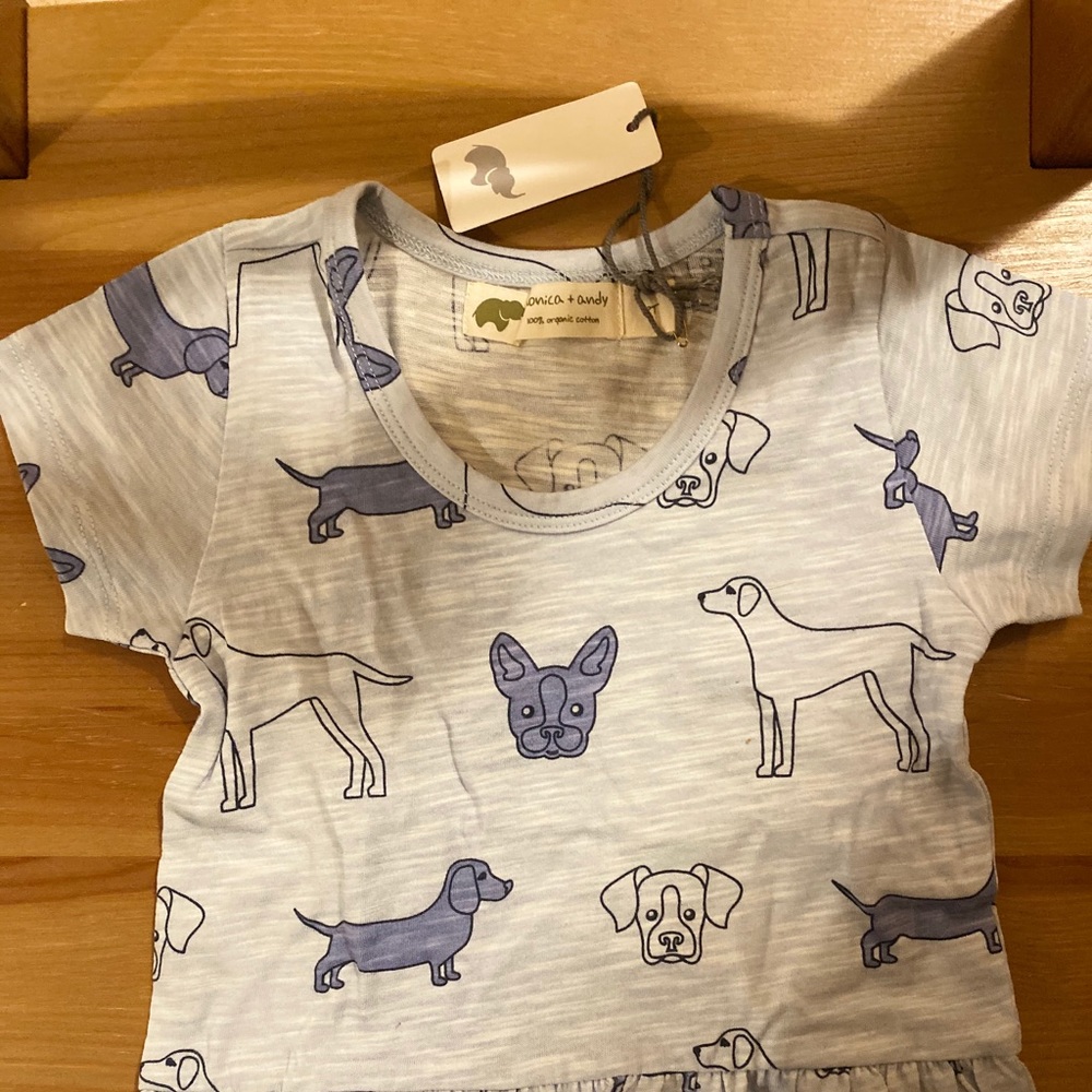 Monica and Andy toddler ruffle dog shirt